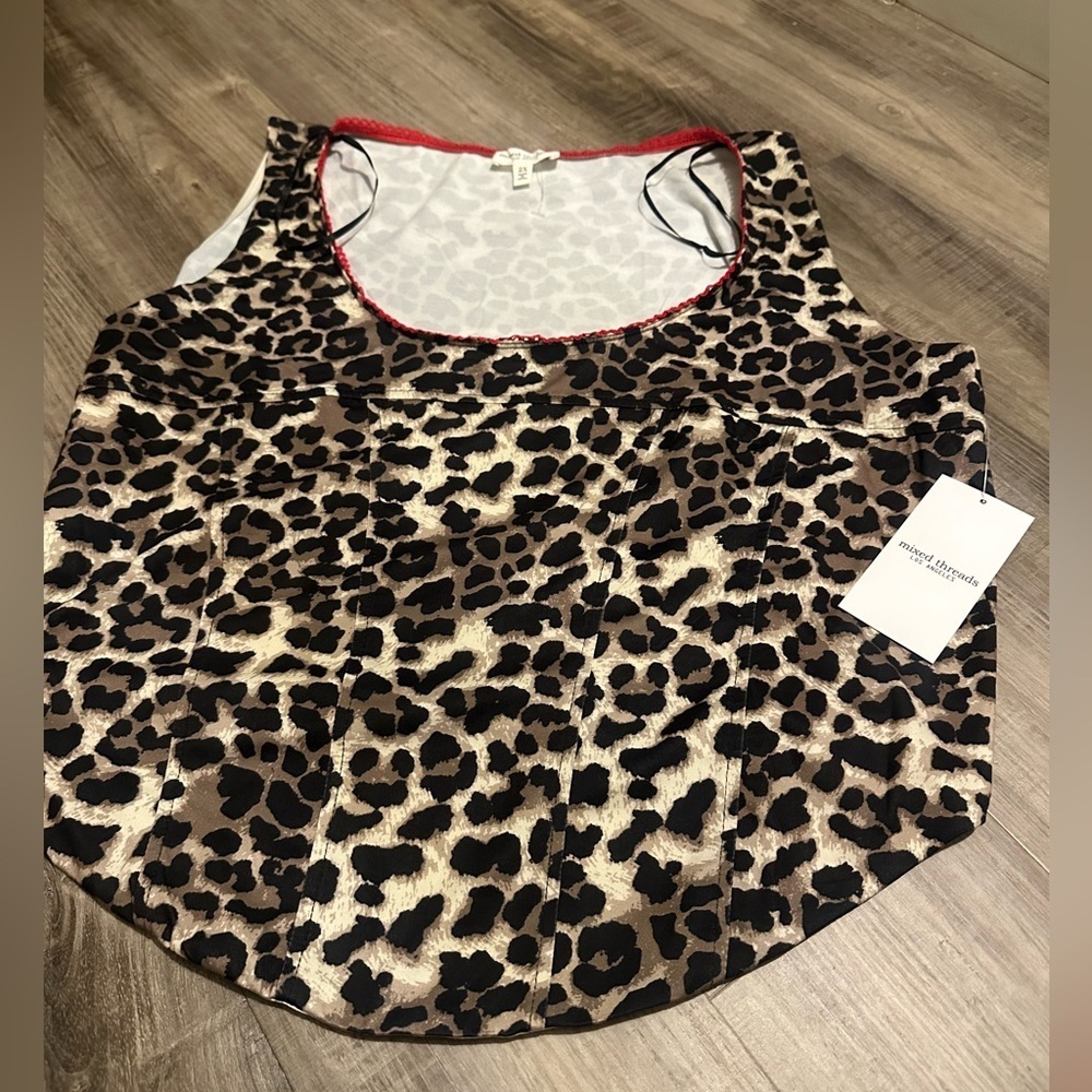 Brown and Black Leopard Print Sleeveless Crop Tank Top